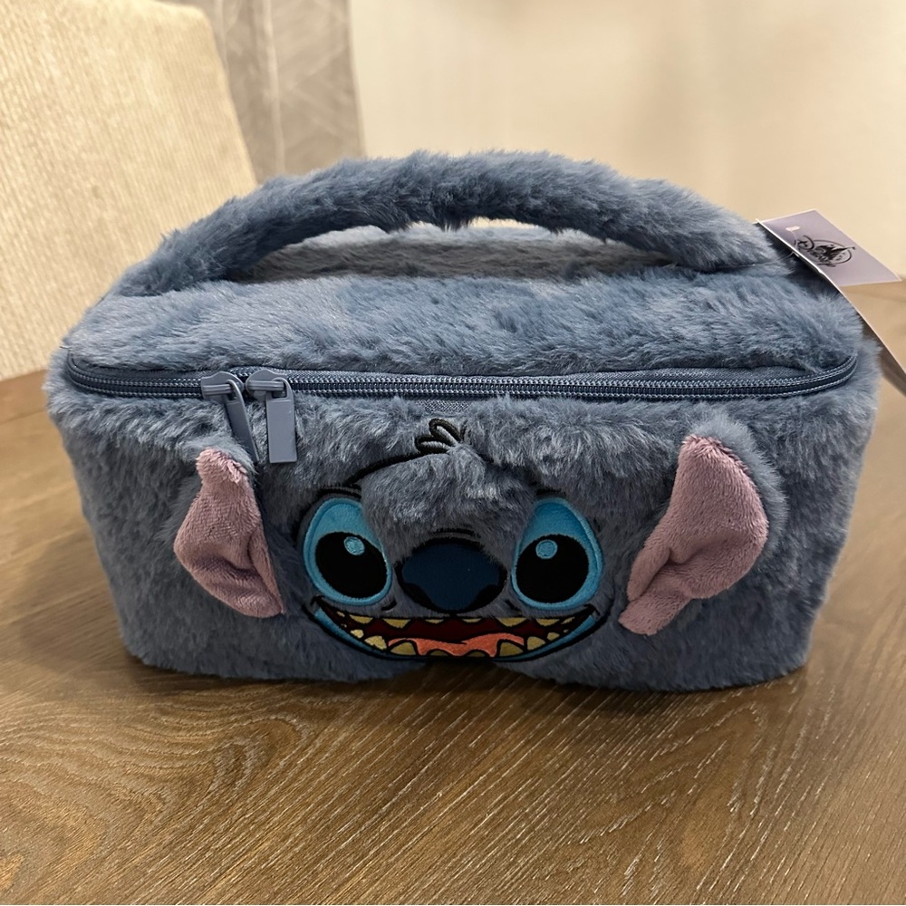 NEW Disney Parks WDW Plush Embroidered Makeup Bag Cosmetics Case - Stitch